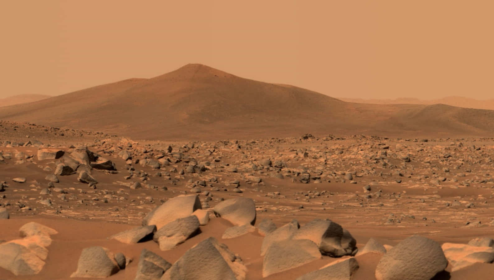 The barren red surface of NASA's Mars Curiosity Rover