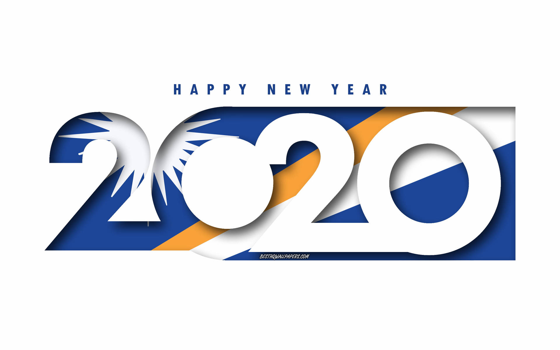 Banderade Las Islas Marshall Feliz Año Nuevo 2020 Fondo de pantalla
