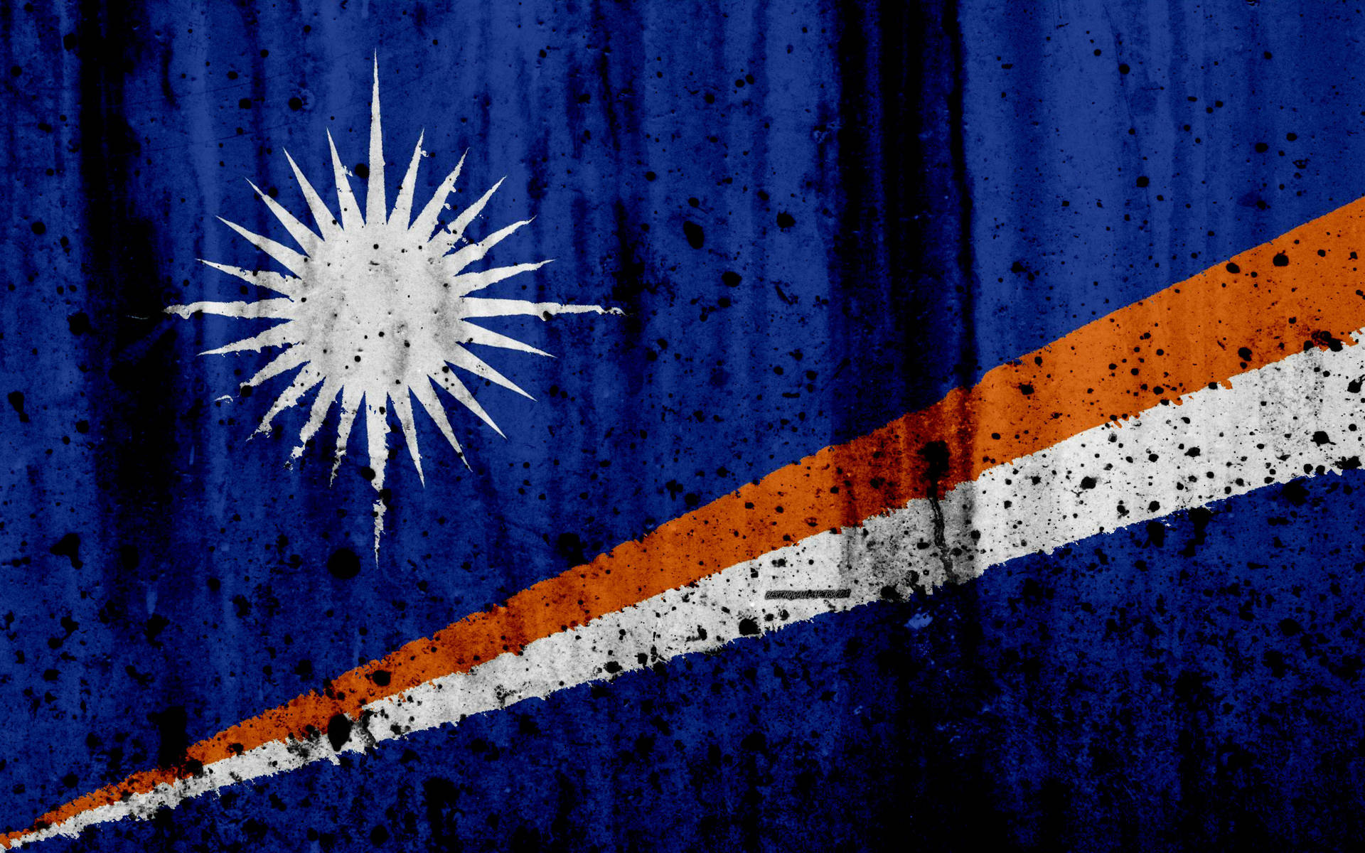 Marshall Islands Flag Paint Blotches Wallpaper