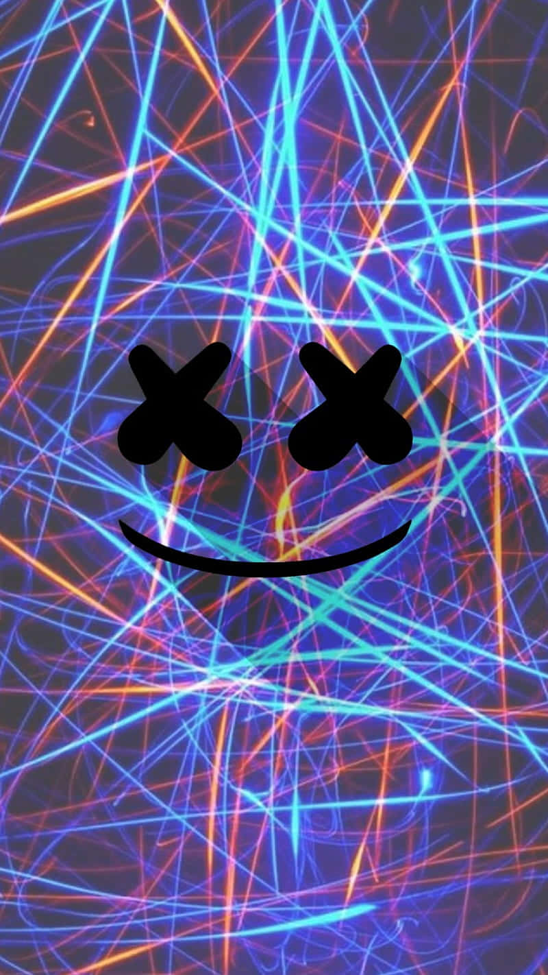 A Smiling Face With Blue And Red Lights Wallpaper