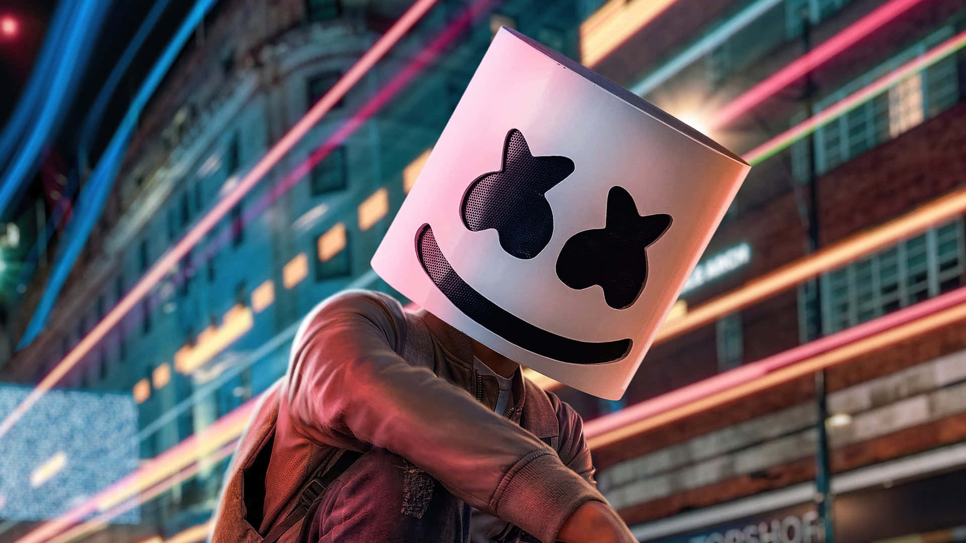 Marshmello performing in front of a packed crowd