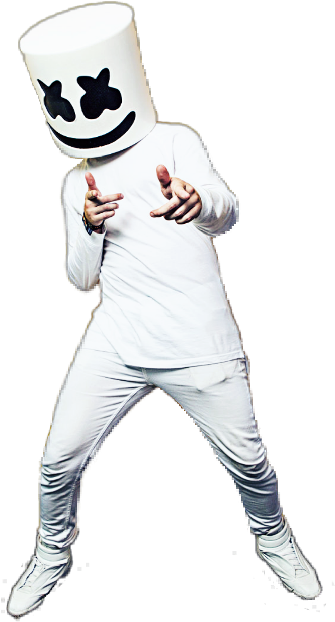 Marshmello D J Pose White Outfit PNG