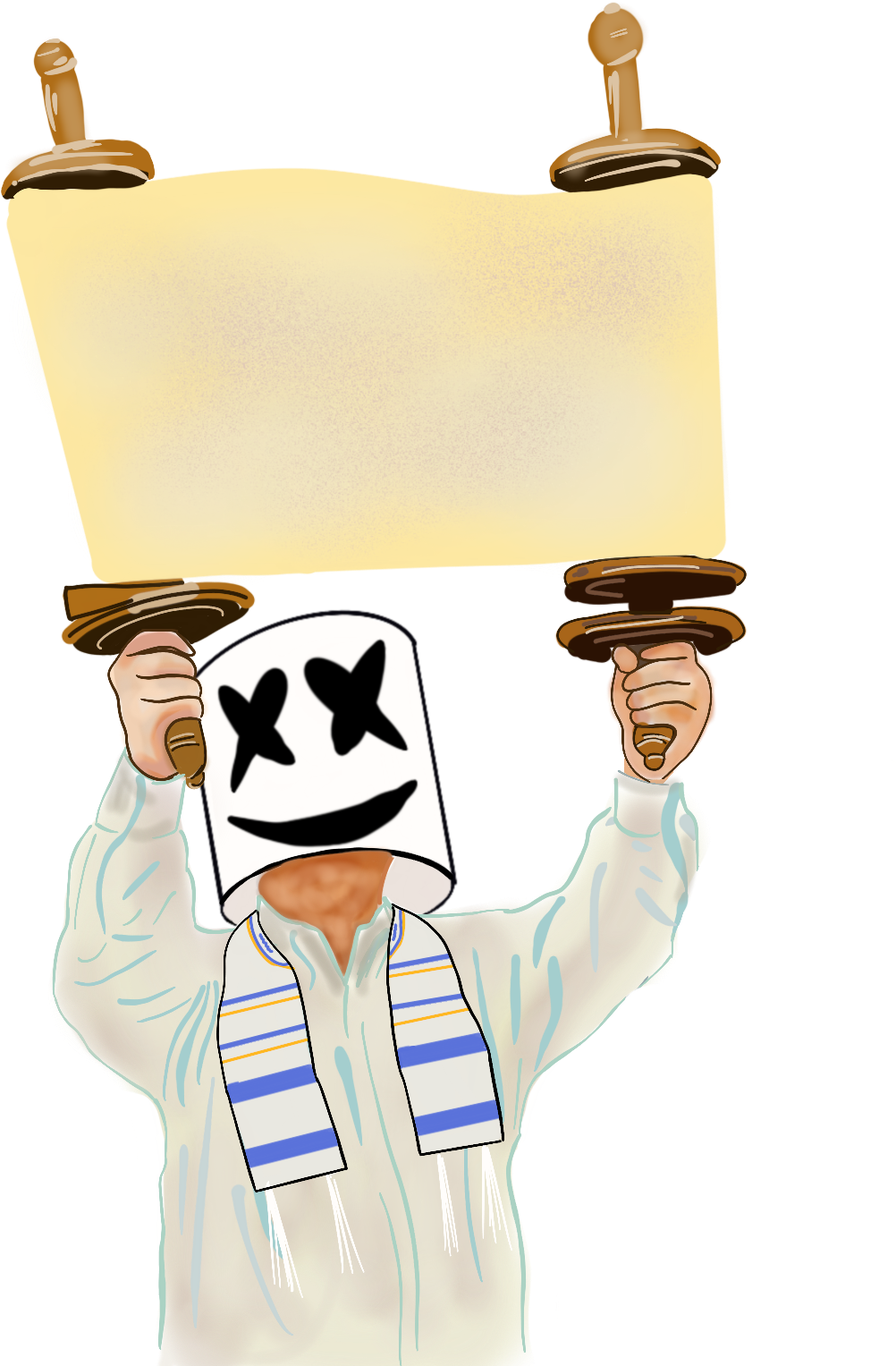 Marshmello Holding Blank Scroll PNG