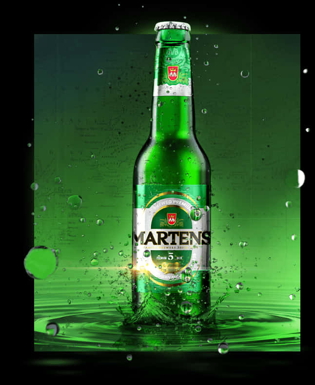 Chilled Martens Beer Bottle Splash PNG