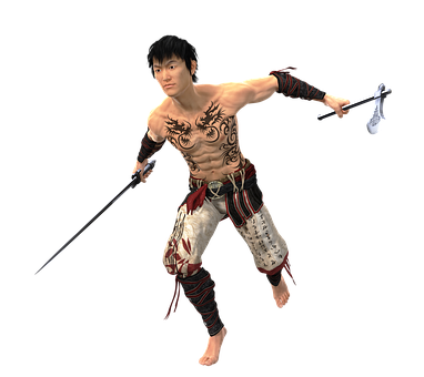 Martial_ Artist_with_ Tribal_ Tattoos PNG