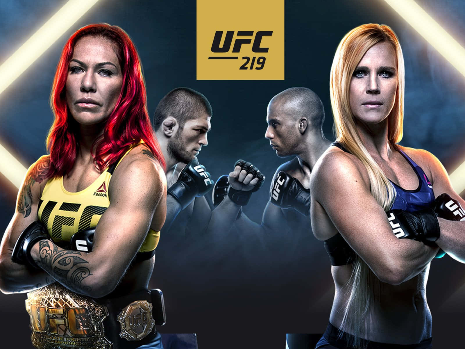 Martial Artists Cris Cyborg And Holly Holm UFC 219 Illustration Wallpaper