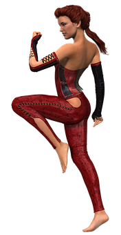 Martial_ Arts_ Pose_ Female_ Fighter PNG