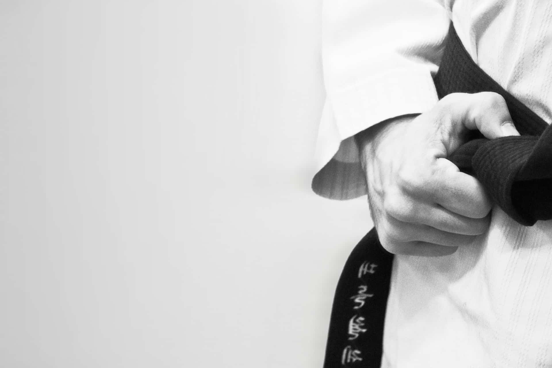 Martial artist demonstrating technique in pristine uniform Wallpaper