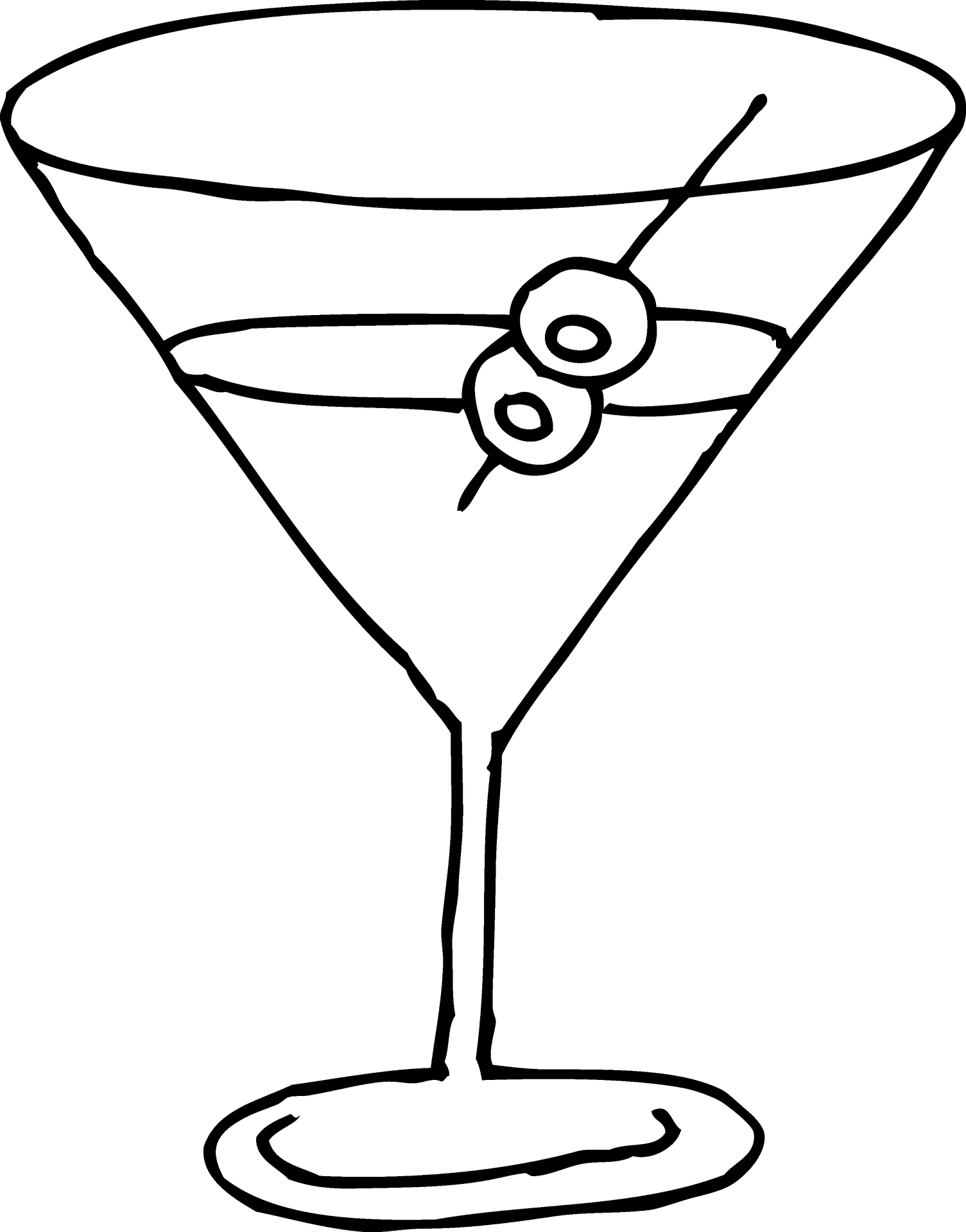 Martini Cocktail Line Art PNG
