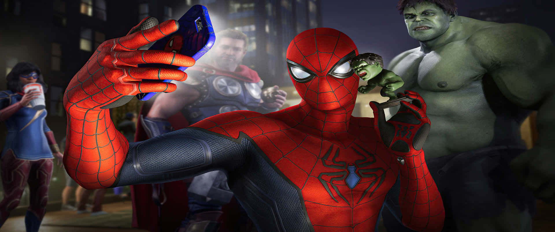 Spider Man Selfie Marvel 3440x1440 Wallpaper