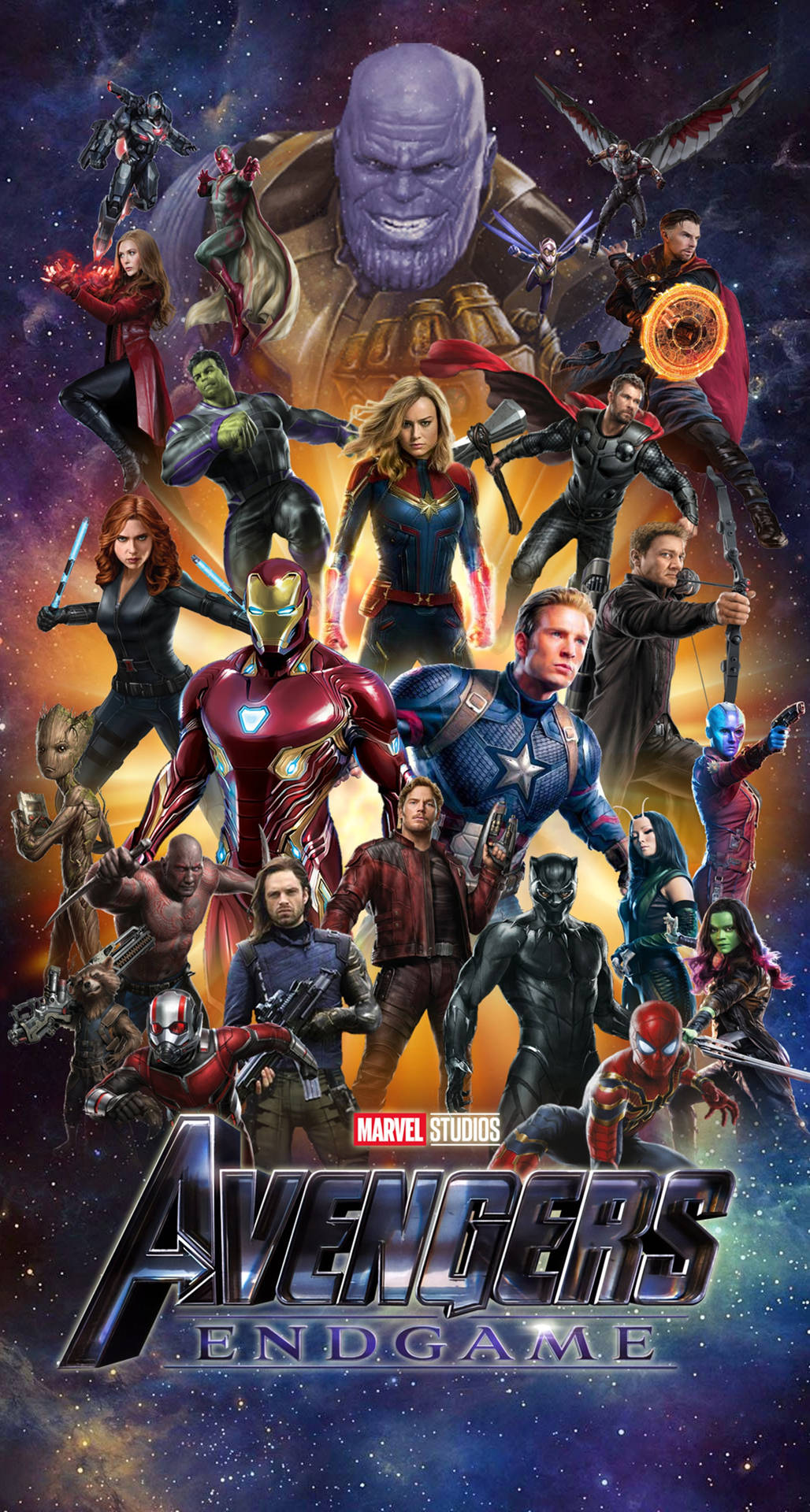Poster med mange figurer fra Avengers Endgame Wallpaper