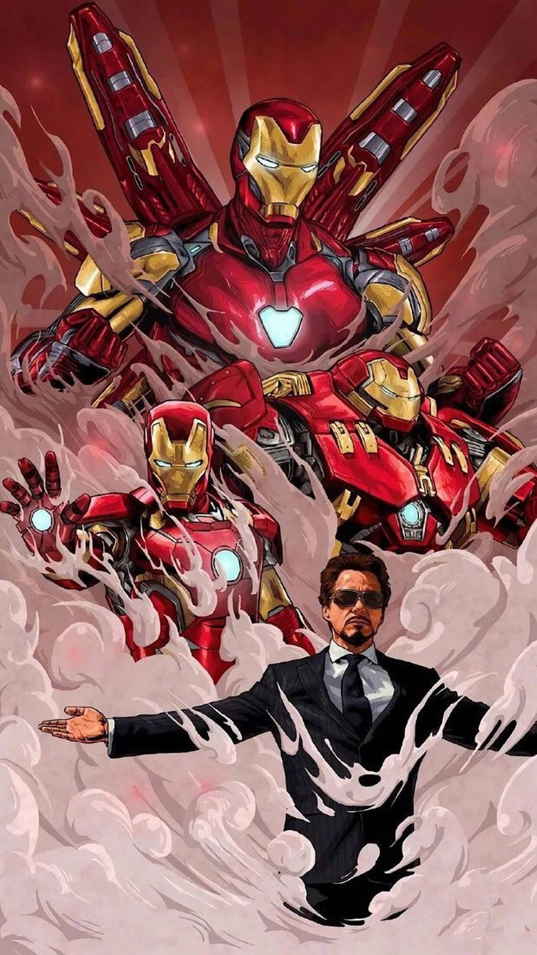 En tegneserieforside med Iron Man og hans venner Wallpaper