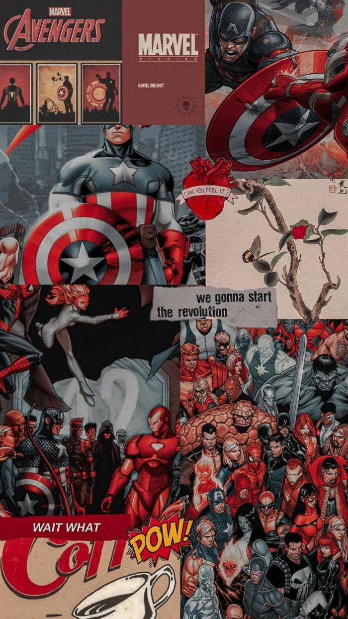 Marvel Aesthetic Collage With Comic Pages And Heroes Background