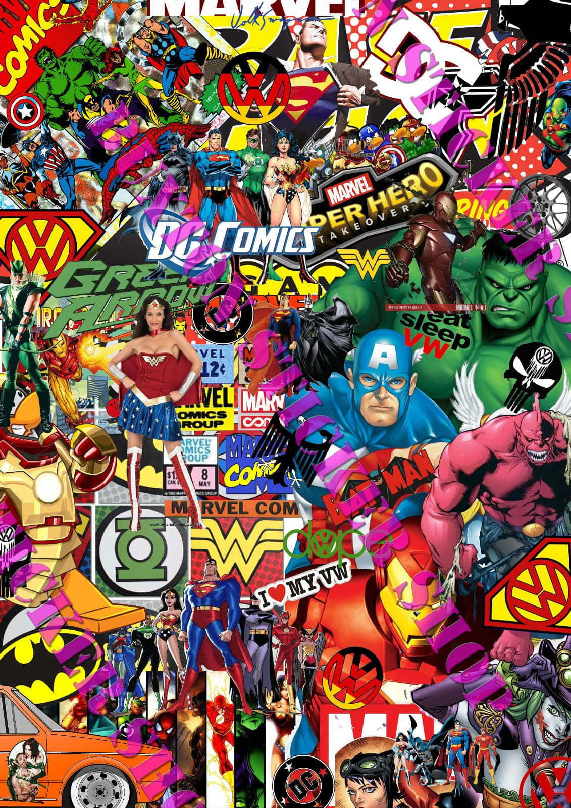 Fåde Senaste Uppdateringarna Om Marvel Och Dc:s Superhjältar På Ett Och Samma Ställe Med Marvel Och Dc Iphone! Wallpaper