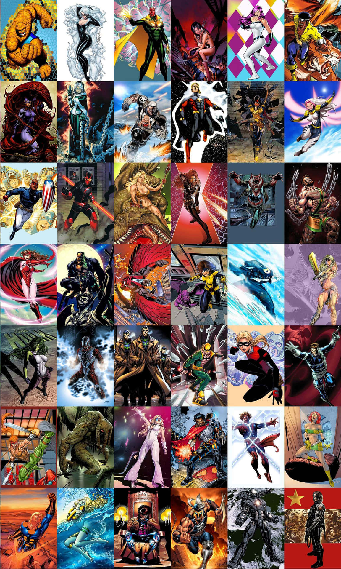 Marvel Collage Android Tapet: Et lærred af majestætisk Marvel æra tegn. Wallpaper