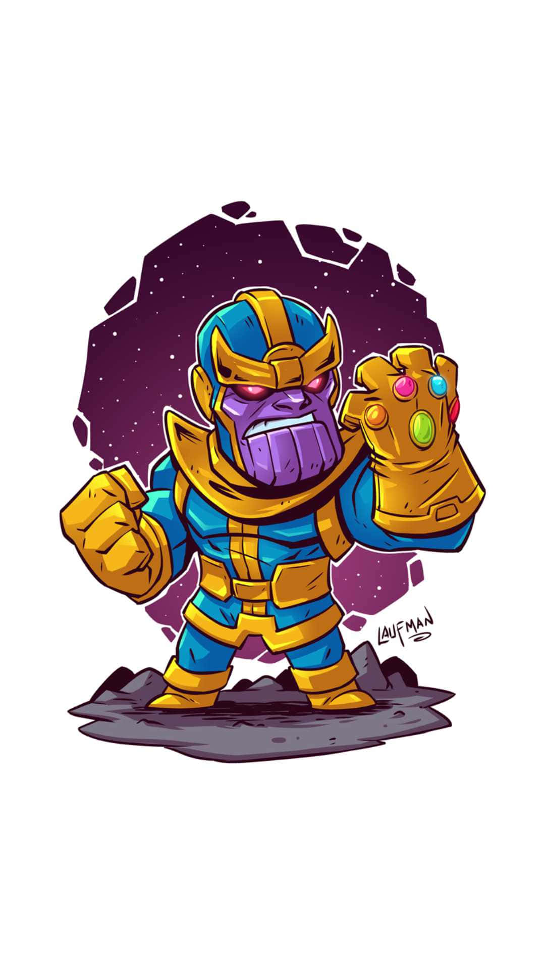 Thanos With Infinity Gauntlet Chibi Marvel Art Iphone Wallpaper