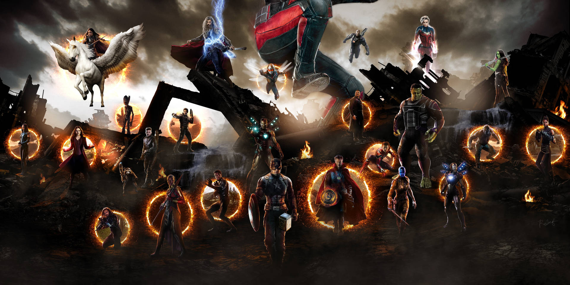 Marvel Avengers Endgame Portal Tegnefilm Tapet Wallpaper