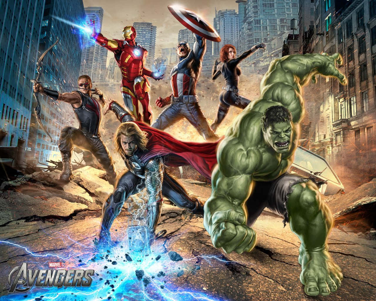 Marvelbaggrundsscene Fra Slaget Om New York I 2012.