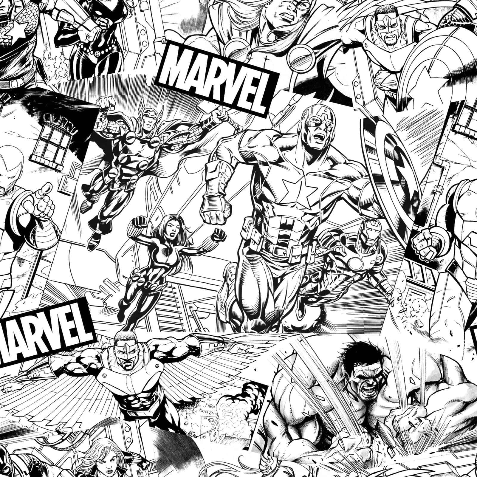 Marvel Heroes Unite in Stunning Black and White Wallpaper