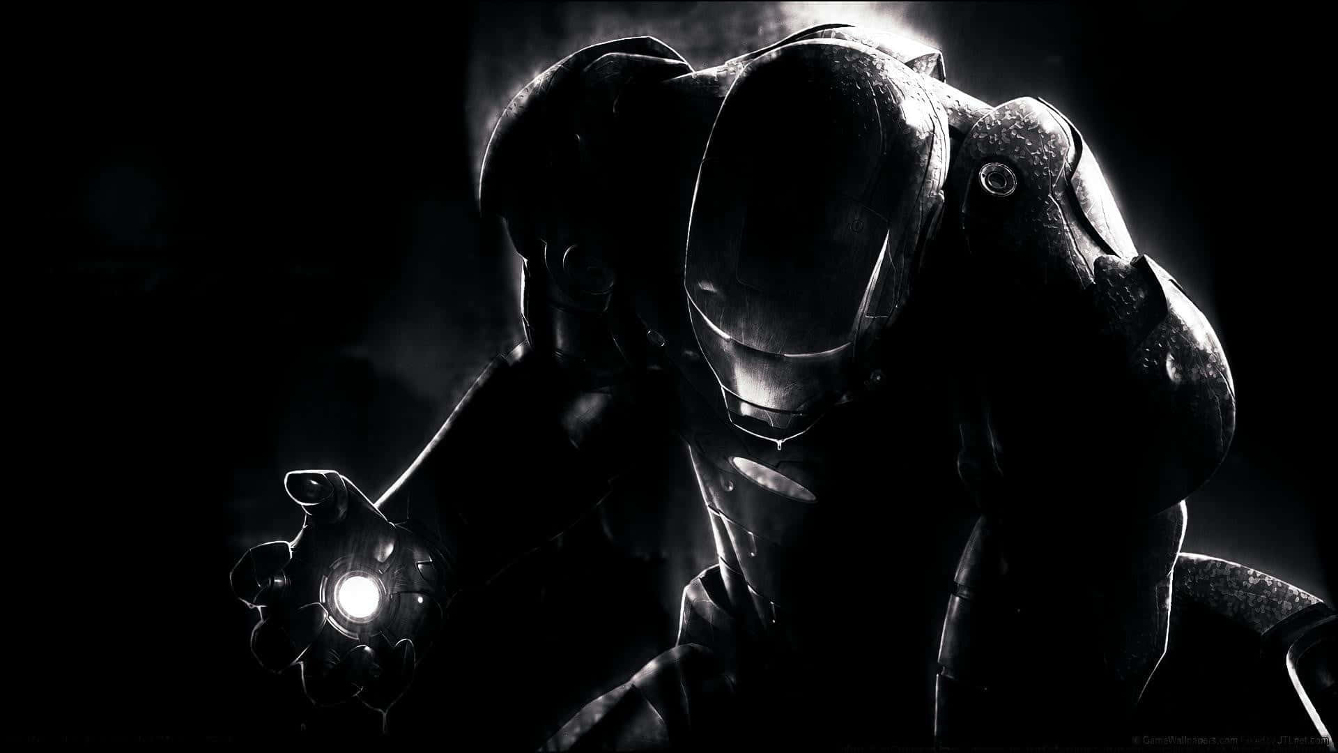 Marvel Black And White Iron Man Charging Up Wallpaper