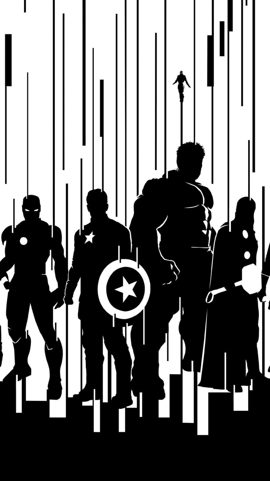 Marvel Comics Icons in Black and White Wallpaper