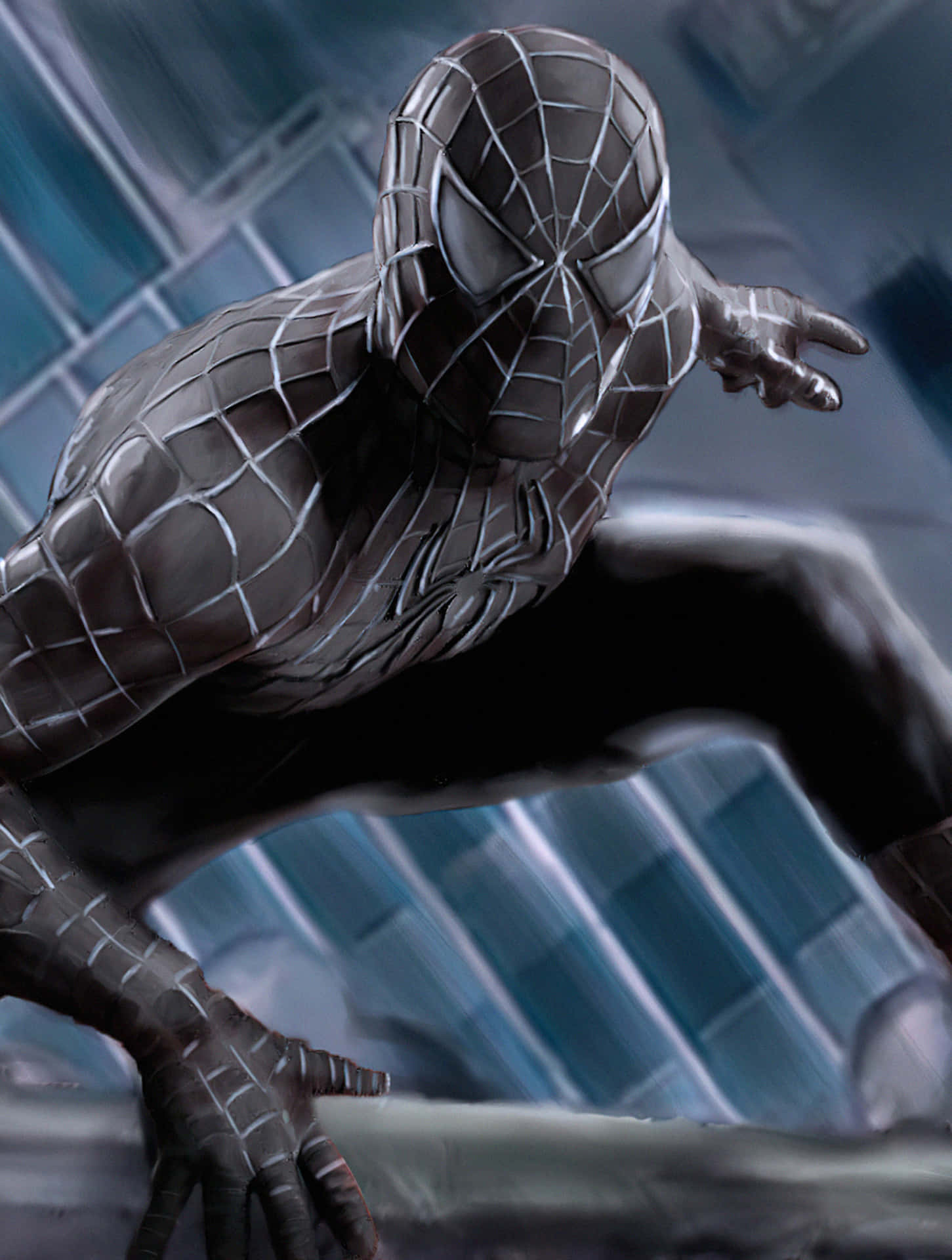 Marvel Black And White Spider-man Crouching Wallpaper