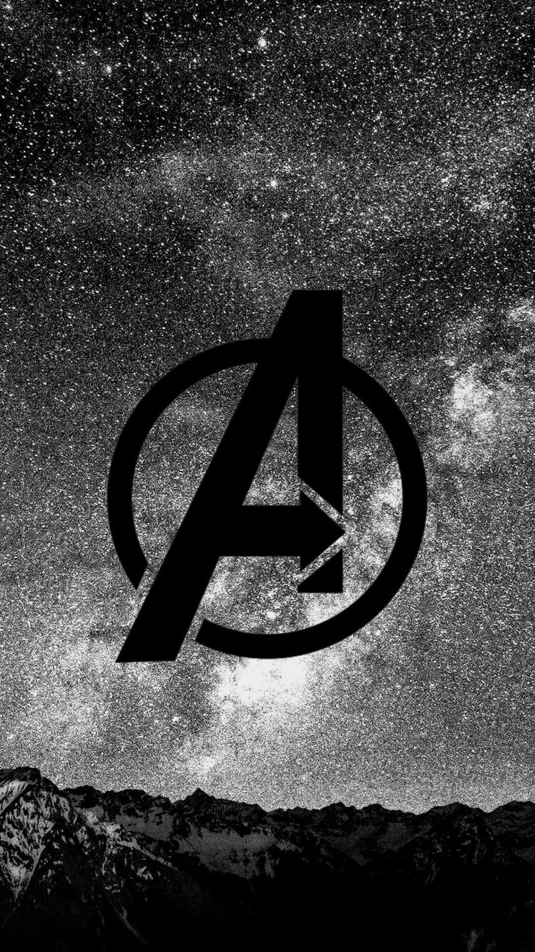 Marvel Black And White Avengers Logo With Stars Wallpaper