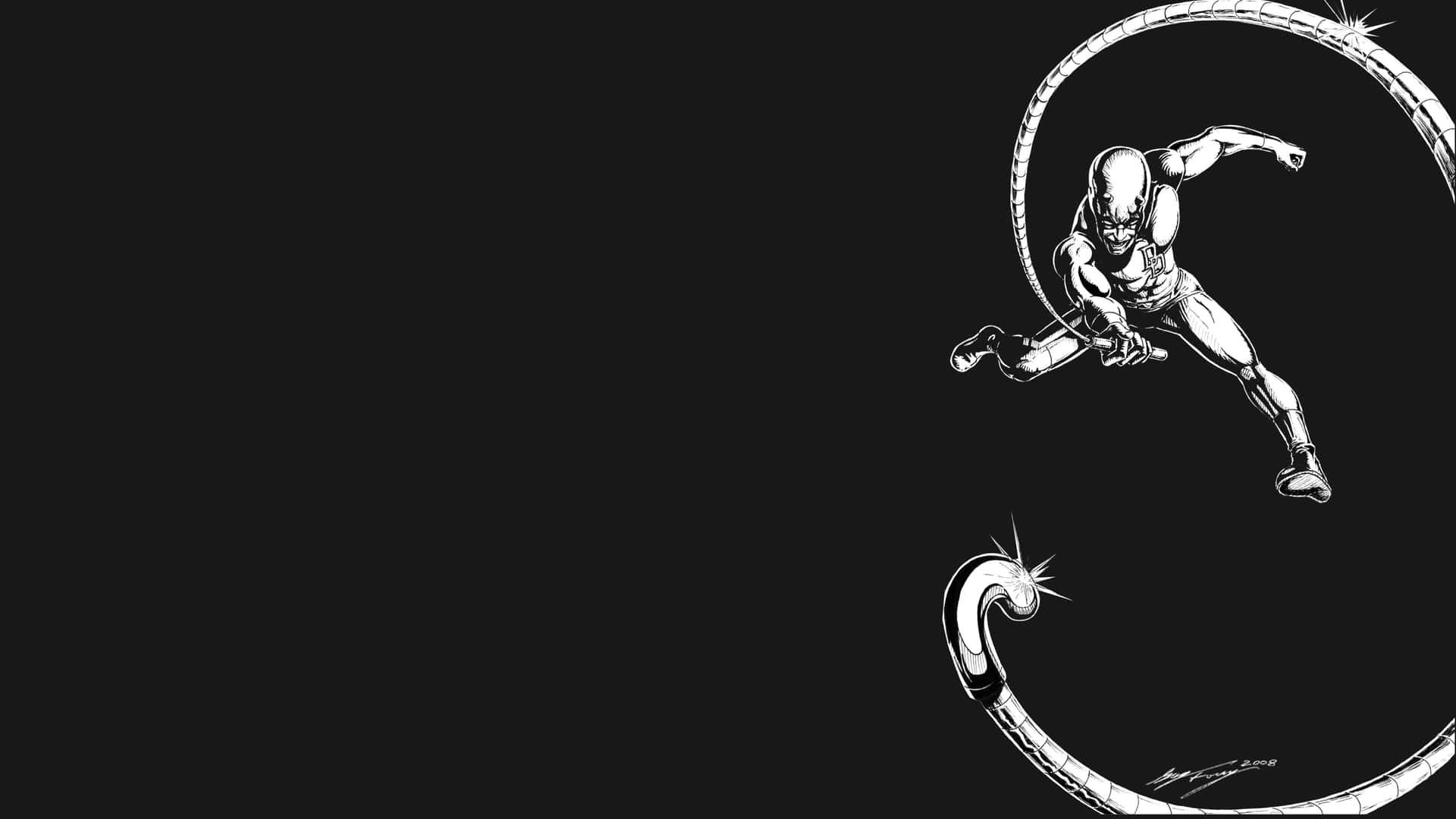 Marvel Black And White Daredevil With A Whip Wallpaper