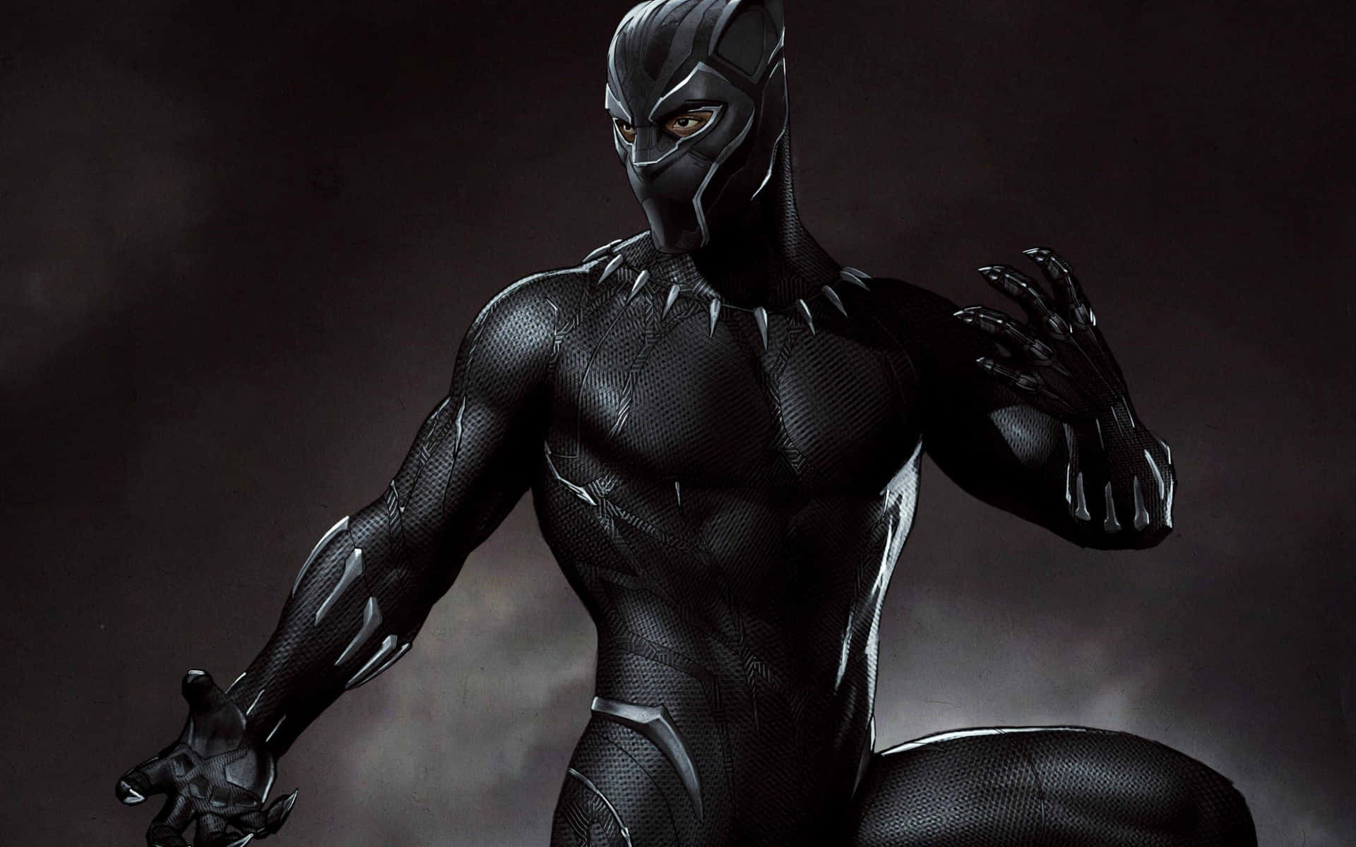 Héroede Marvel En Blanco Y Negro Mostrando Sus Músculos Fondo de pantalla