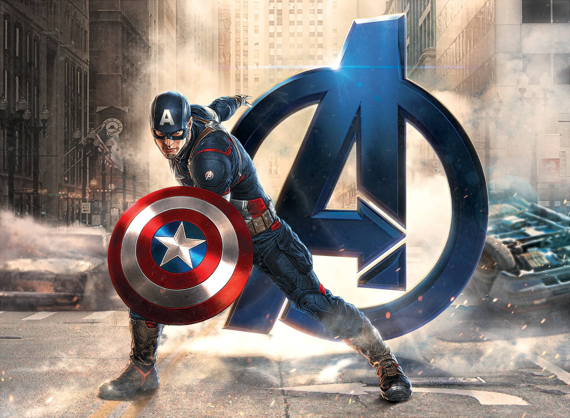 The heroic Captain America is ready for battle Wallpaper