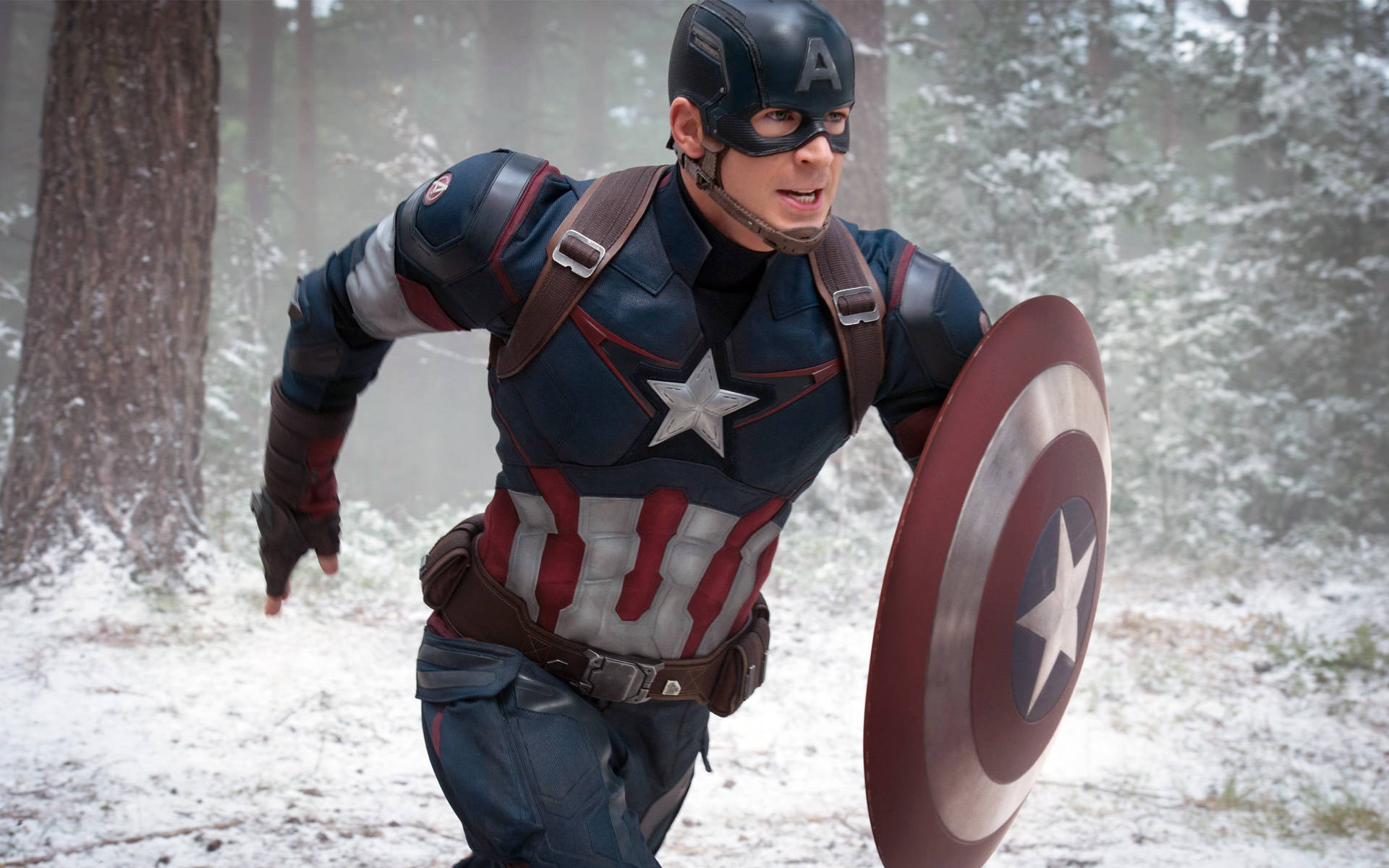 Captain America In The Woods Wallpaper