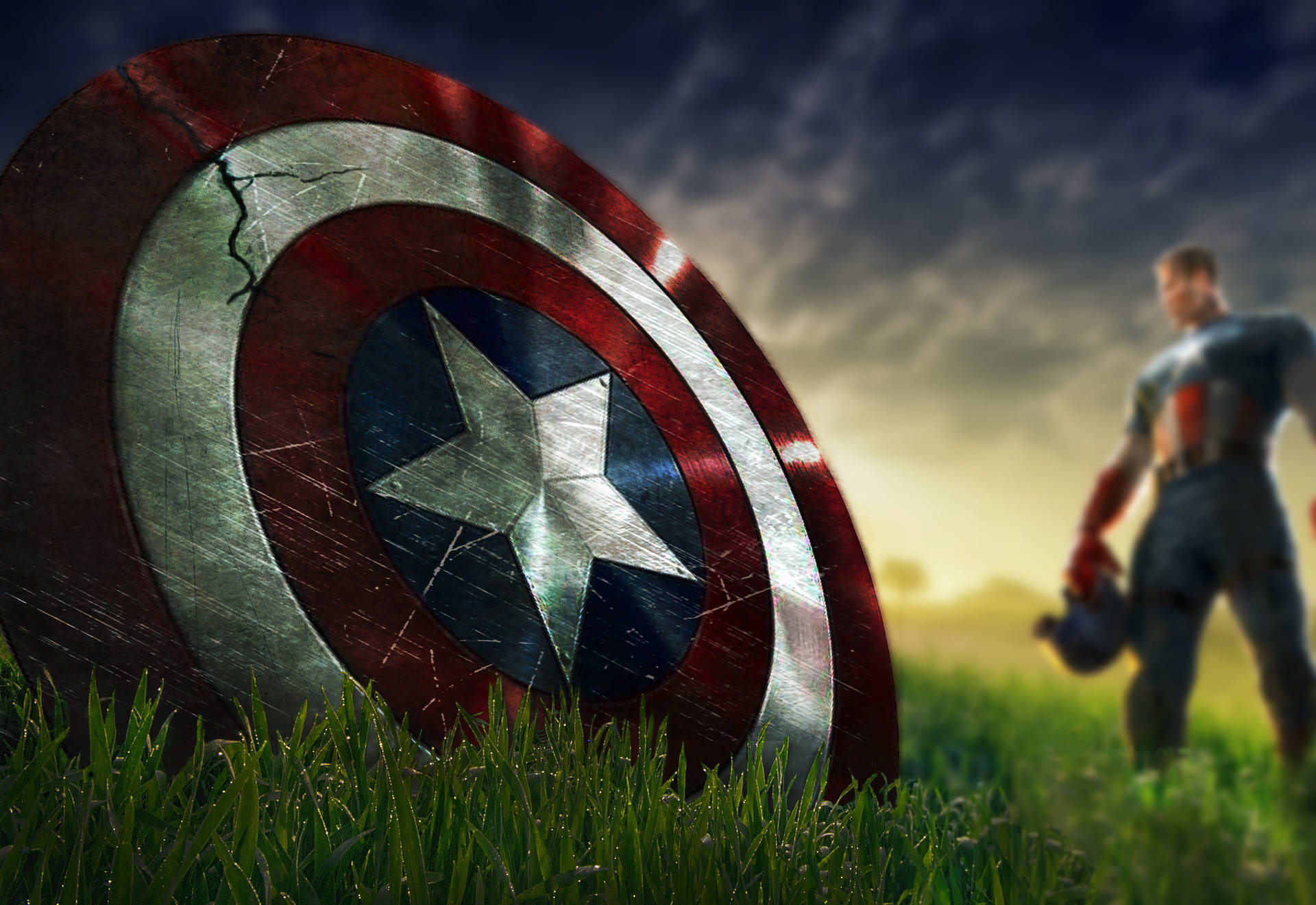 Oplevamerikas Styrke Med Marvels Captain America Som Din Computer Eller Mobilbaggrund! Wallpaper