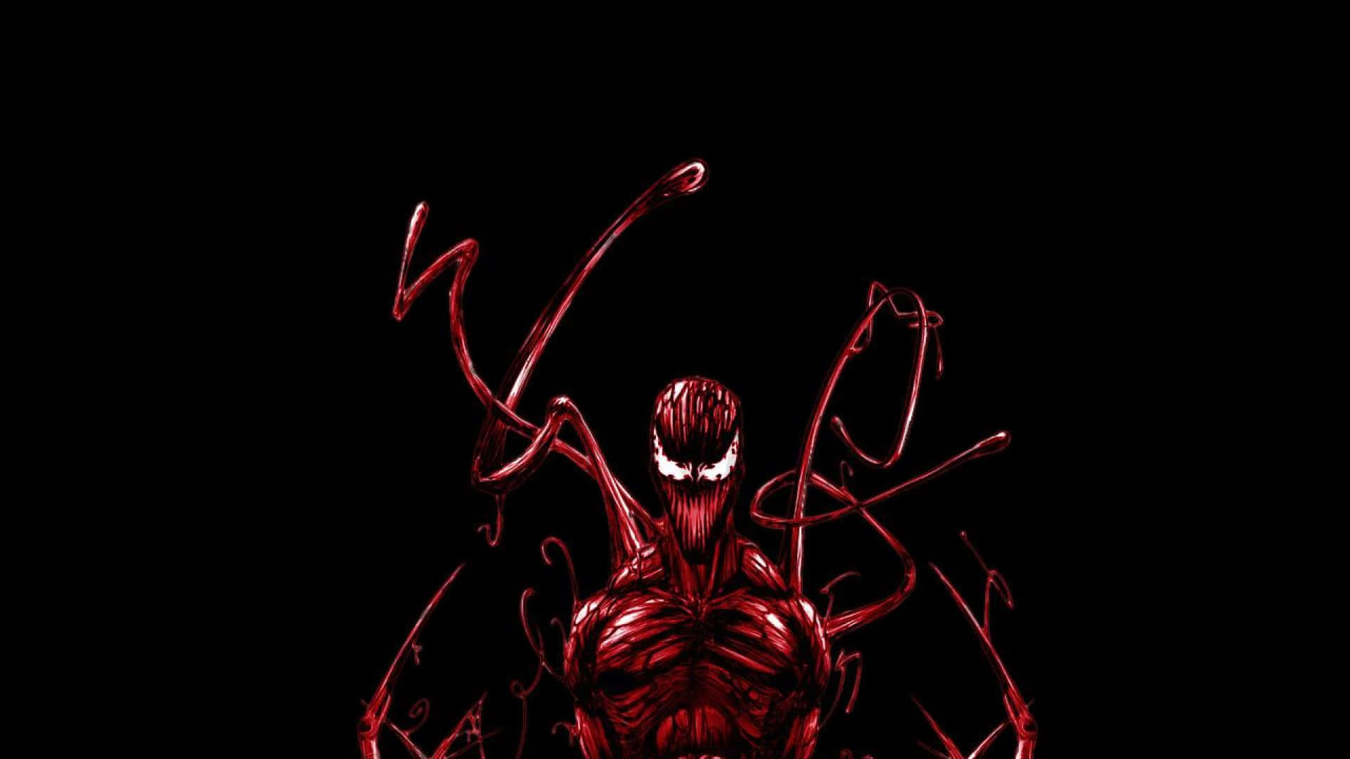 Symbiotiskasuperskurken Carnage Utmanar Marvel-hjältarna På Bakgrundsbilden Till Din Dator Eller Mobiltelefon. Wallpaper