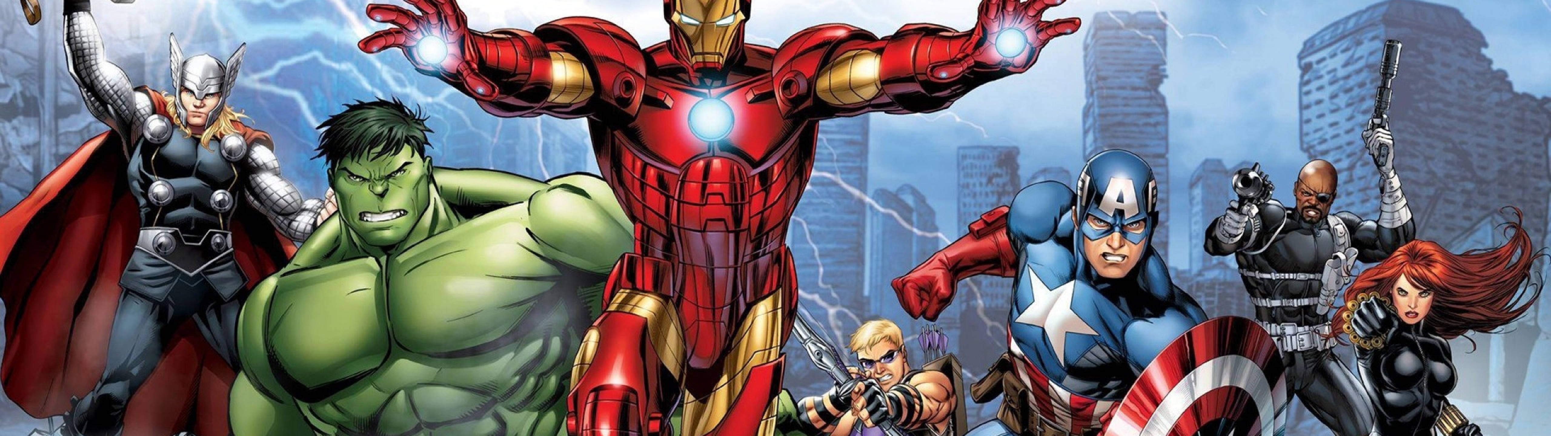 Download Marvel Cartoon Heroes 5120 X 1440 Wallpaper 