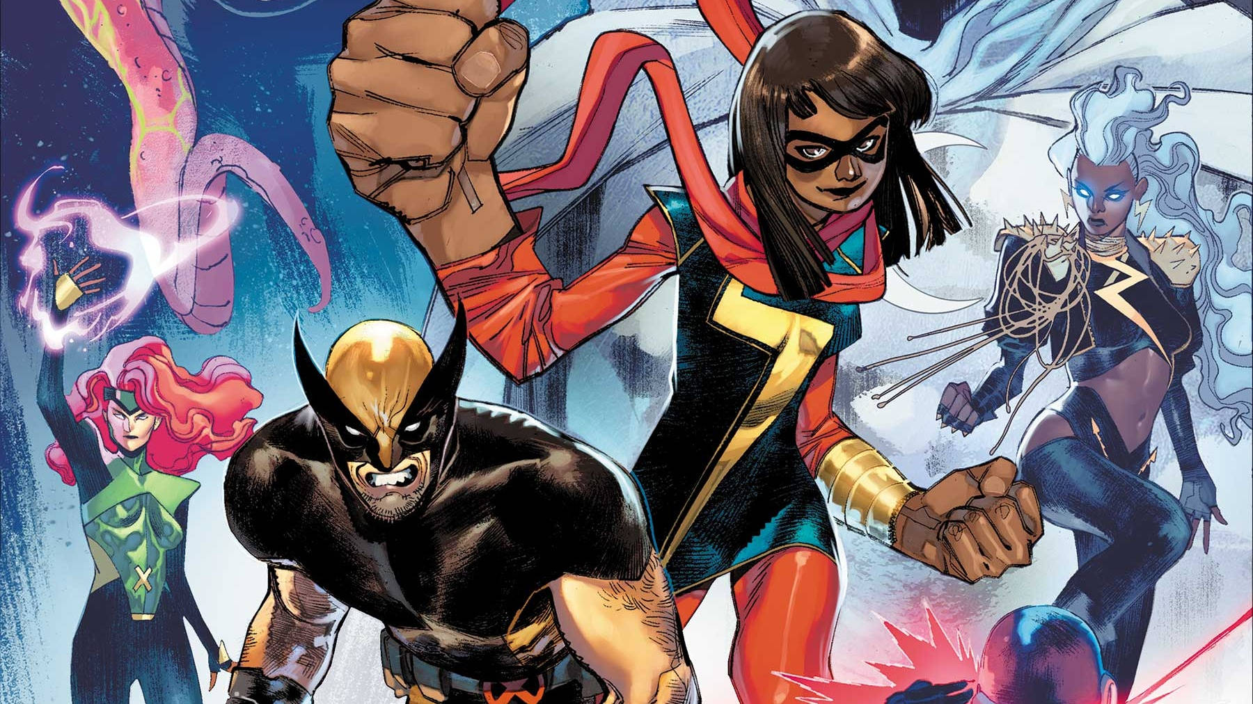 Unleashing Superpower: Ms. Marvel with Marvel Characters Wallpaper