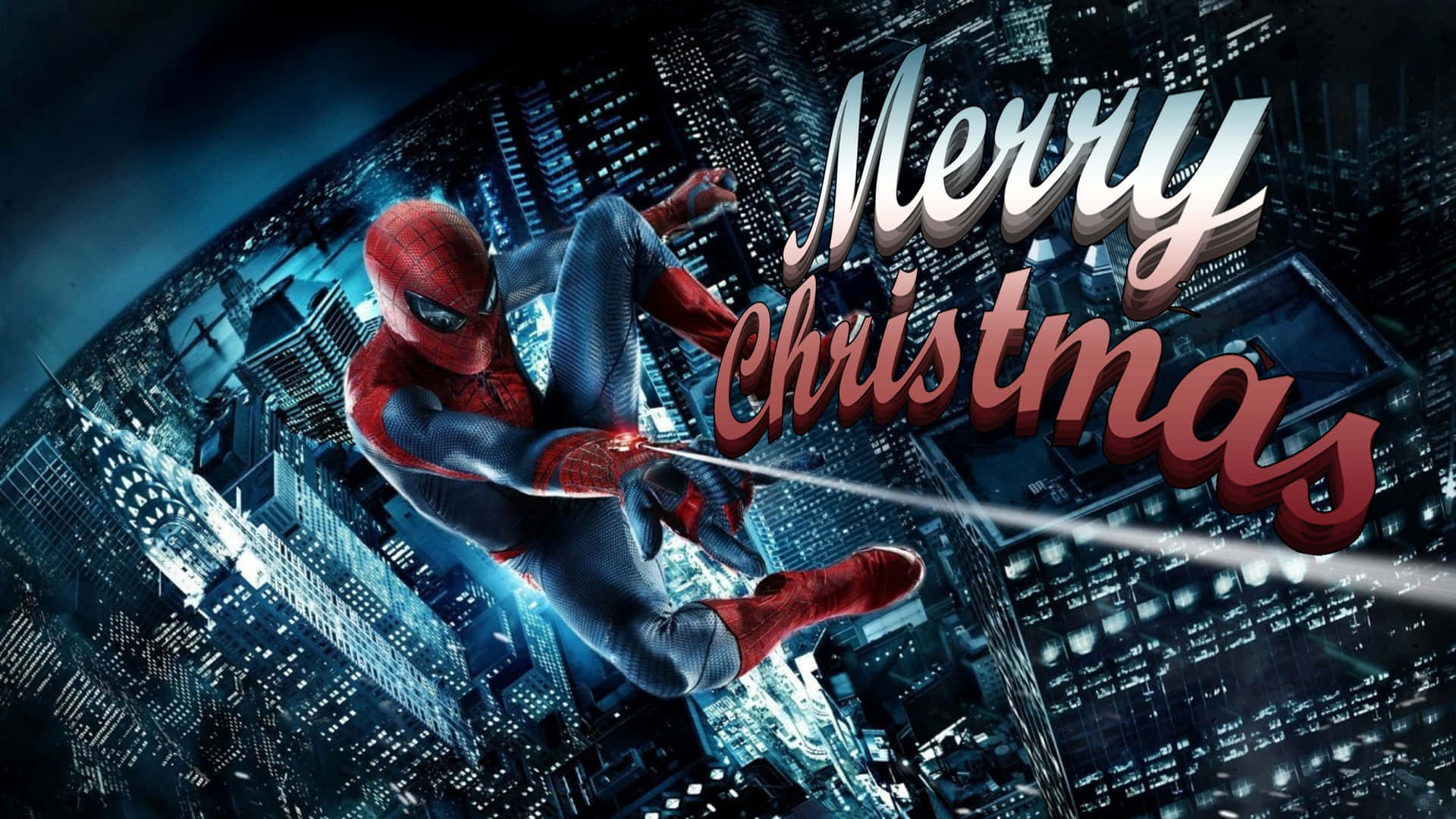 Download Marvel Superhero Spiderman Christmas Greeting Wallpaper