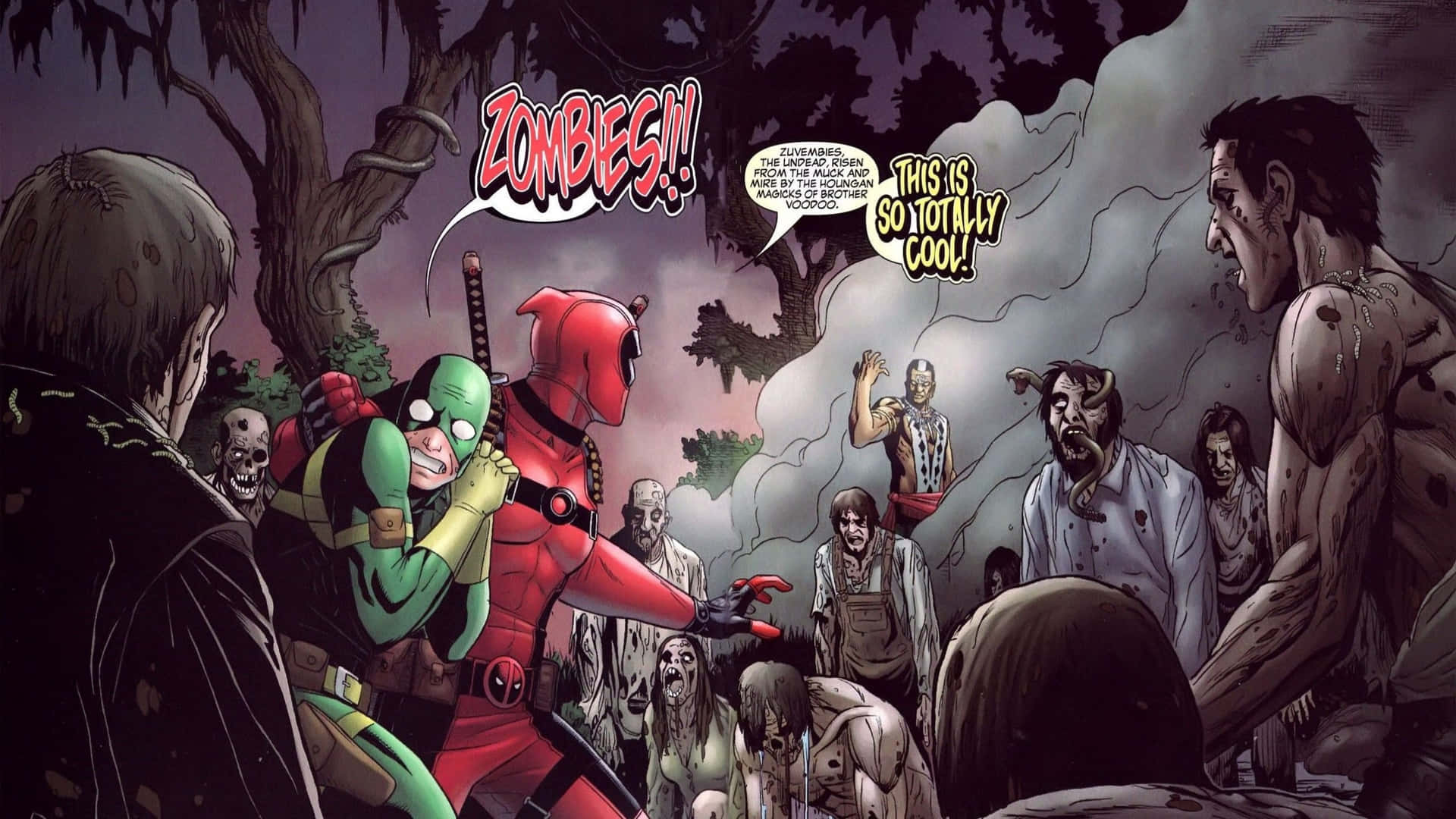 Deadpool And Zombies Marvel Comics 2560x1440 Wallpaper
