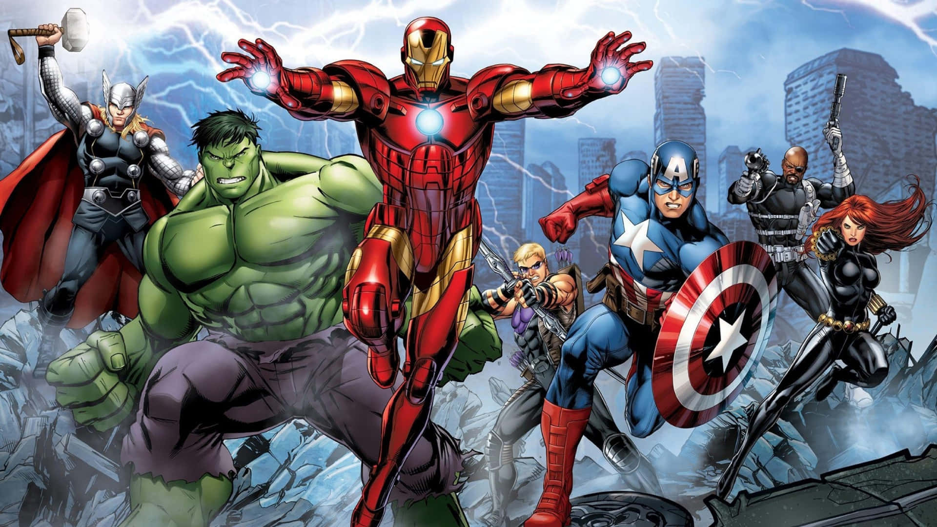 Marvel Comics 2560x1440 The OG Six Avengers And Nick Fury Wallpaper
