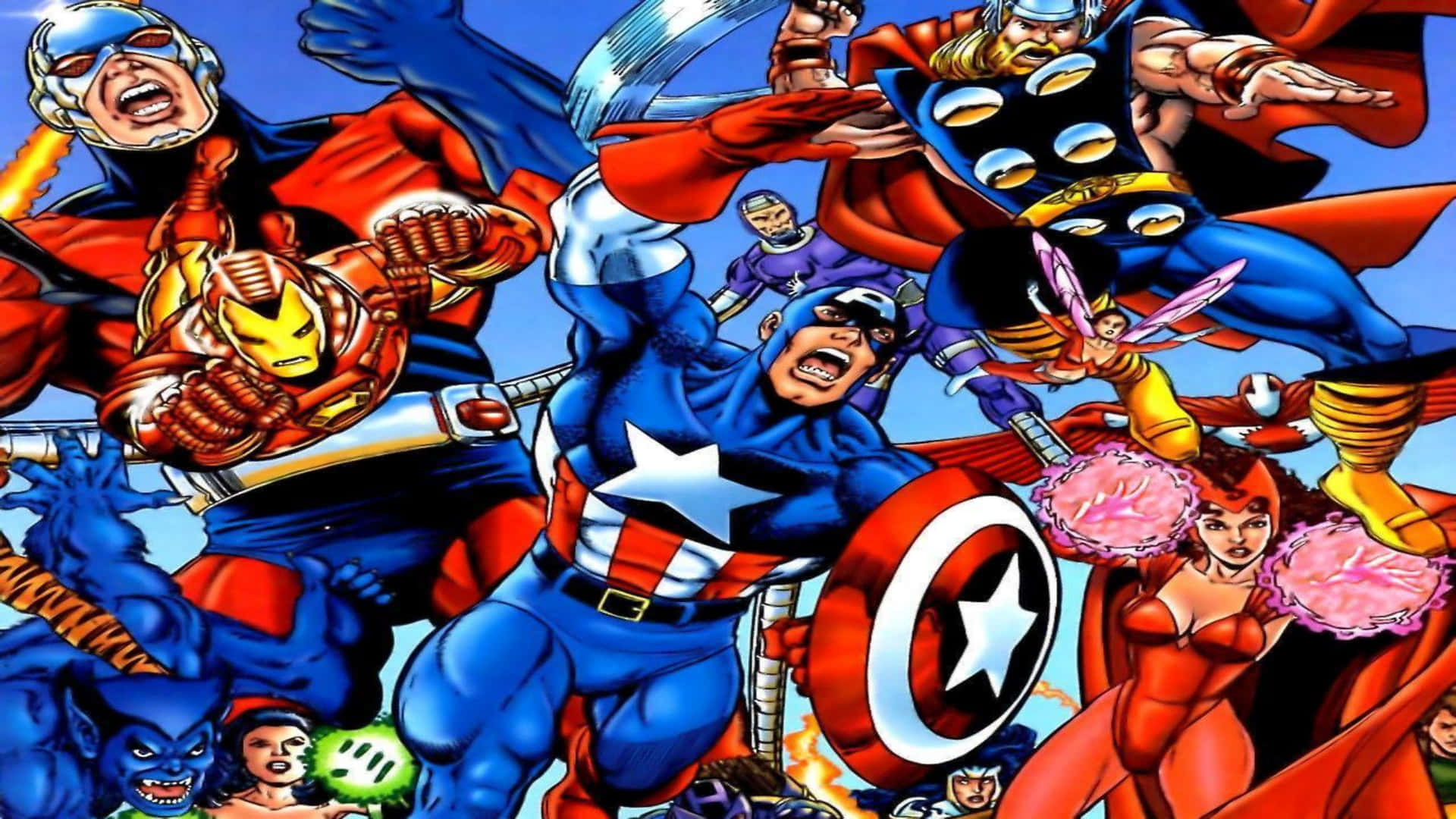 Captain America, Iron Man and Black Widow Assemble Wallpaper