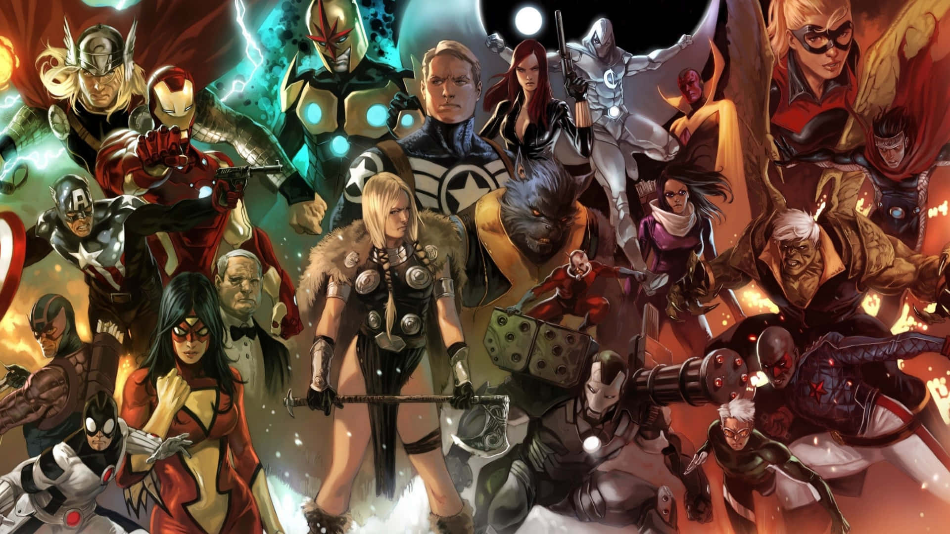 A Group Of Avengers Characters In A Group Wallpaper