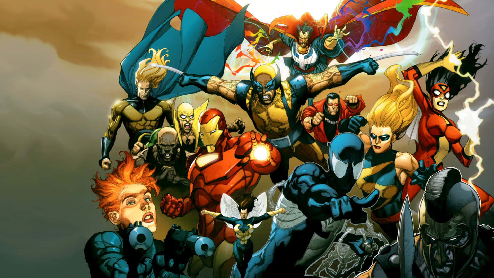 Superheroes Join Forces in Marvel Comics Wallpaper