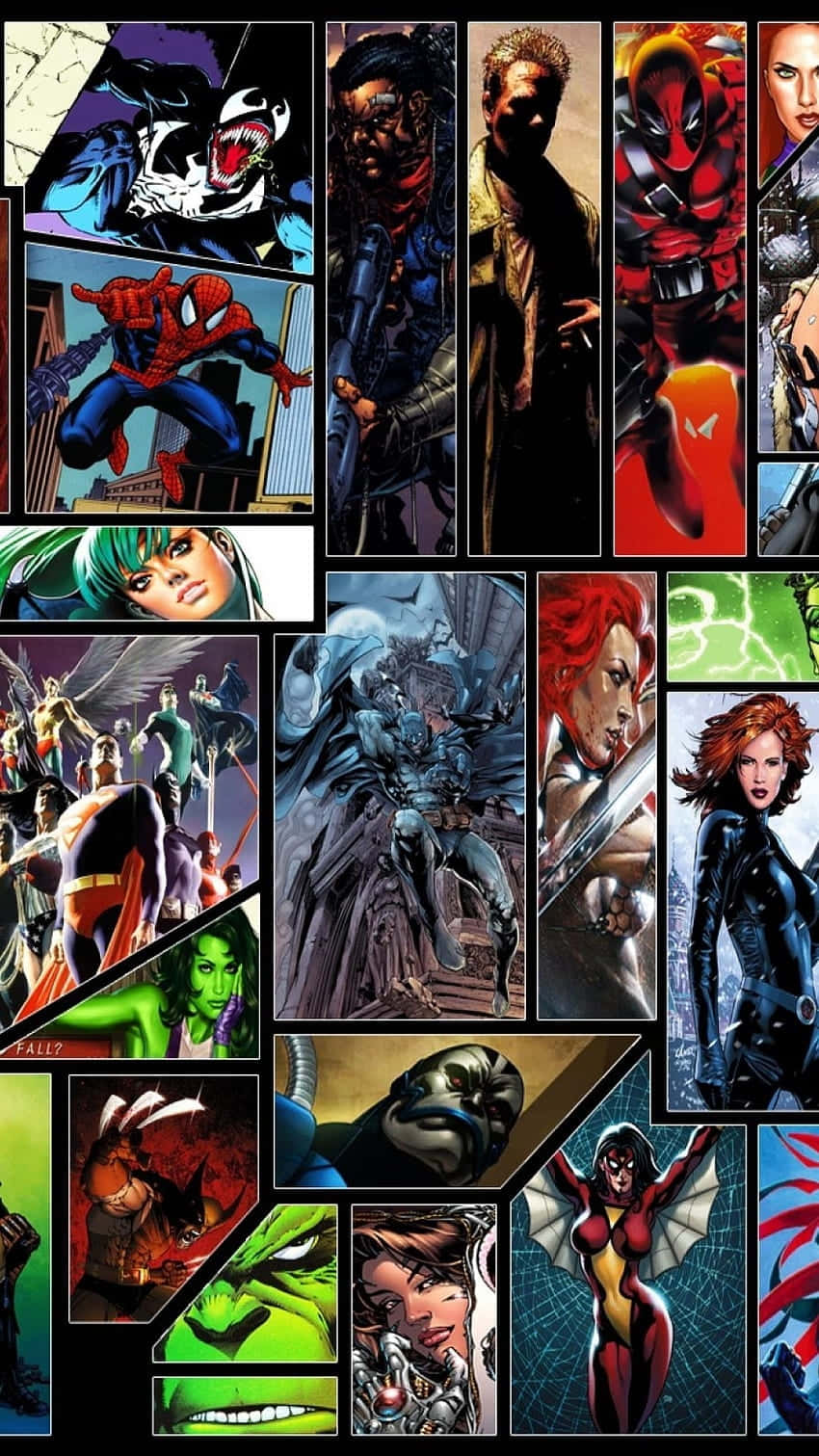 Marvel_ D C_ Collage_of_ Heroes_and_ Villains Wallpaper