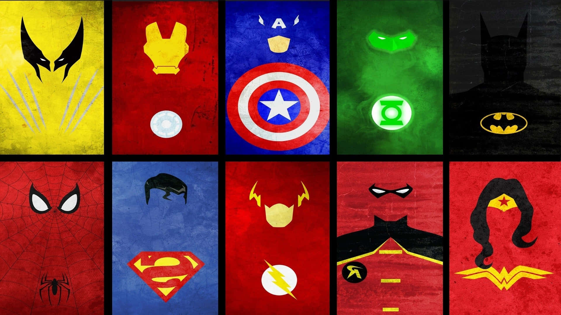 Marvel_ D C_ Superheroes_ Symbols_ Collage Wallpaper