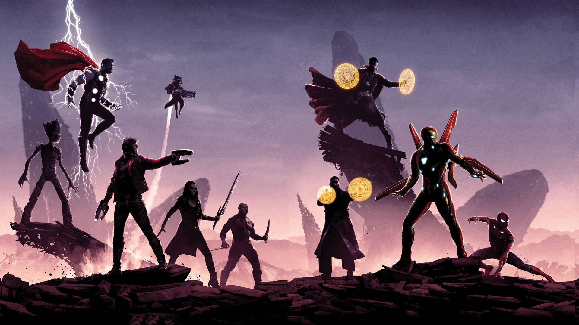 Marvel Desktop Fighting Wallpaper