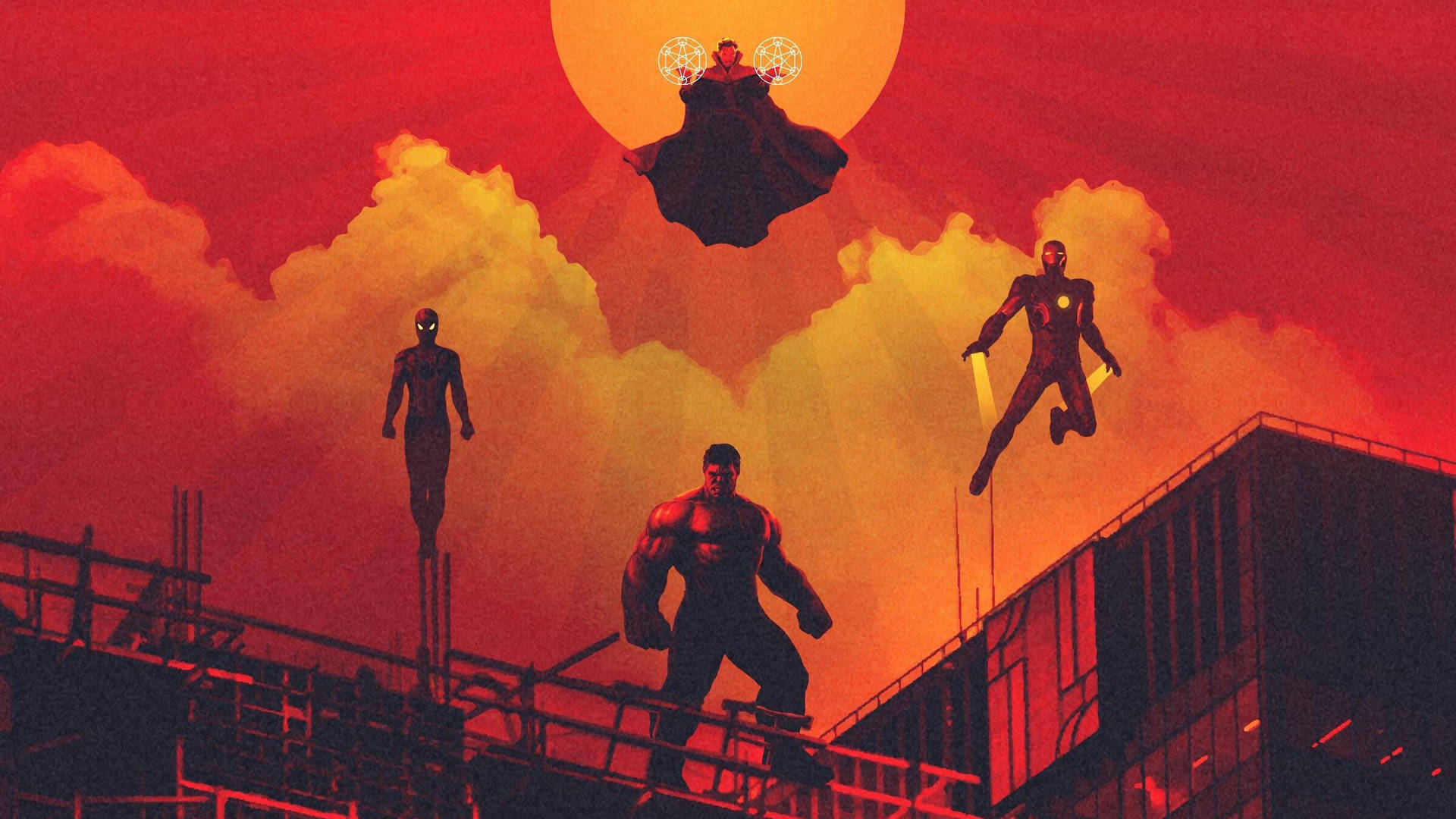Marvelhintergrundbild Mit Rotem Himmel Wallpaper