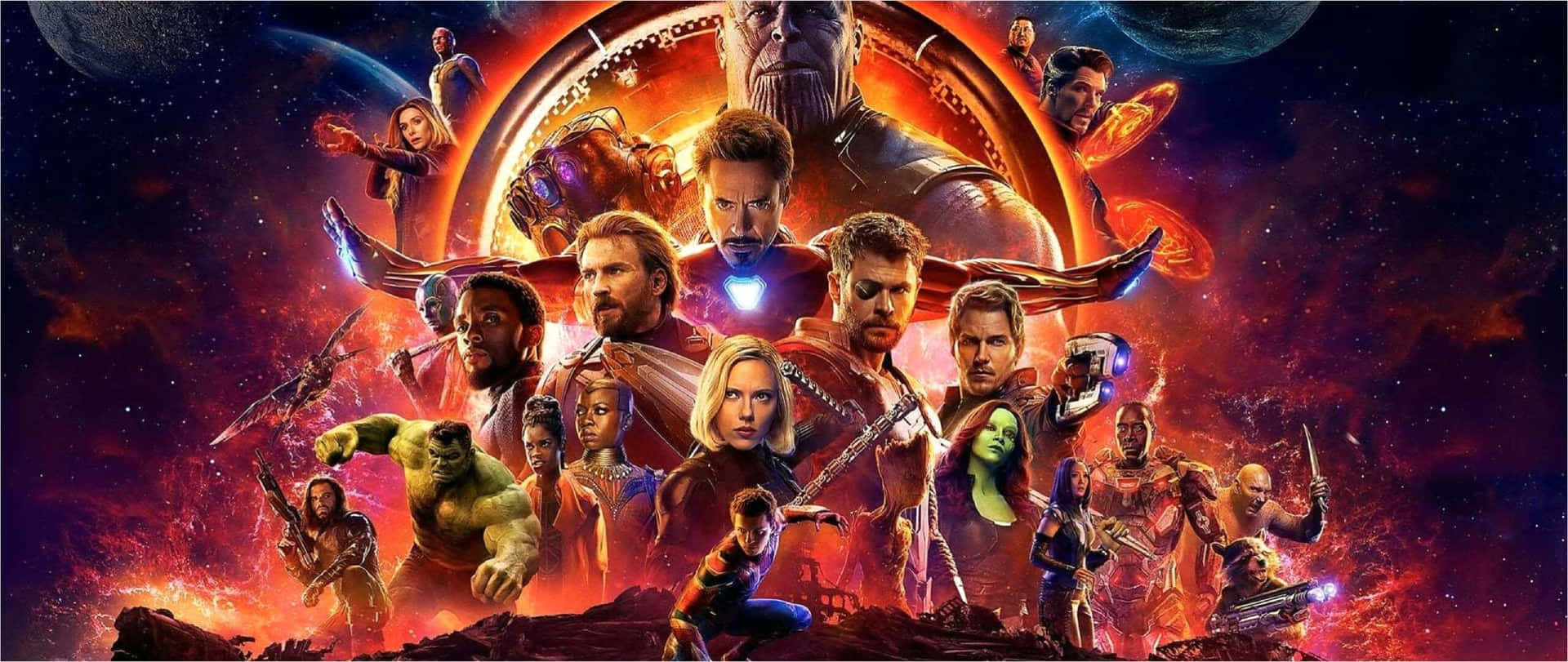Avengersinfinity War Poster Med Många Karaktärer. Wallpaper