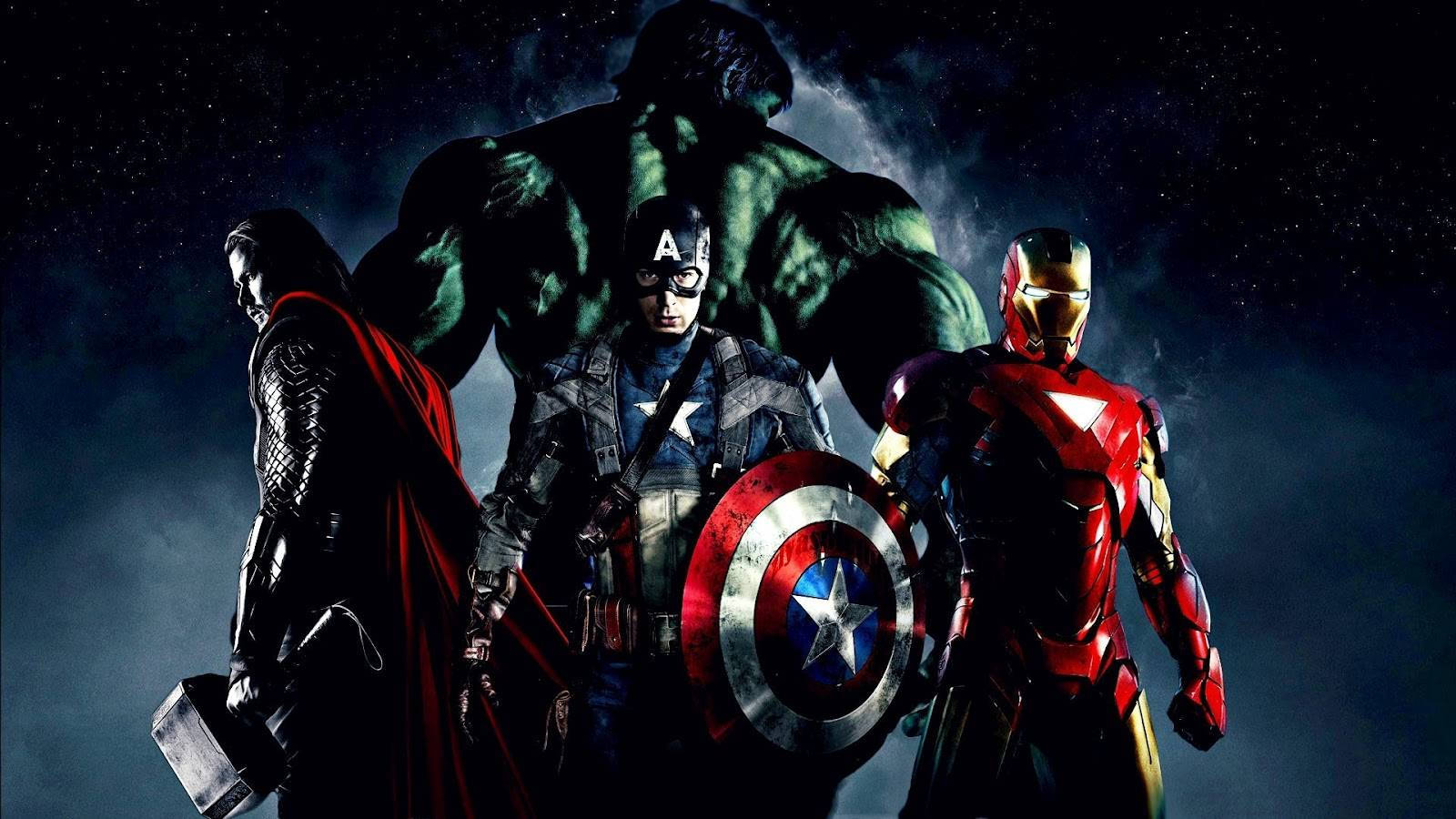 Marvel superheroes Hulk, Thor, Captain America and Iron Man.