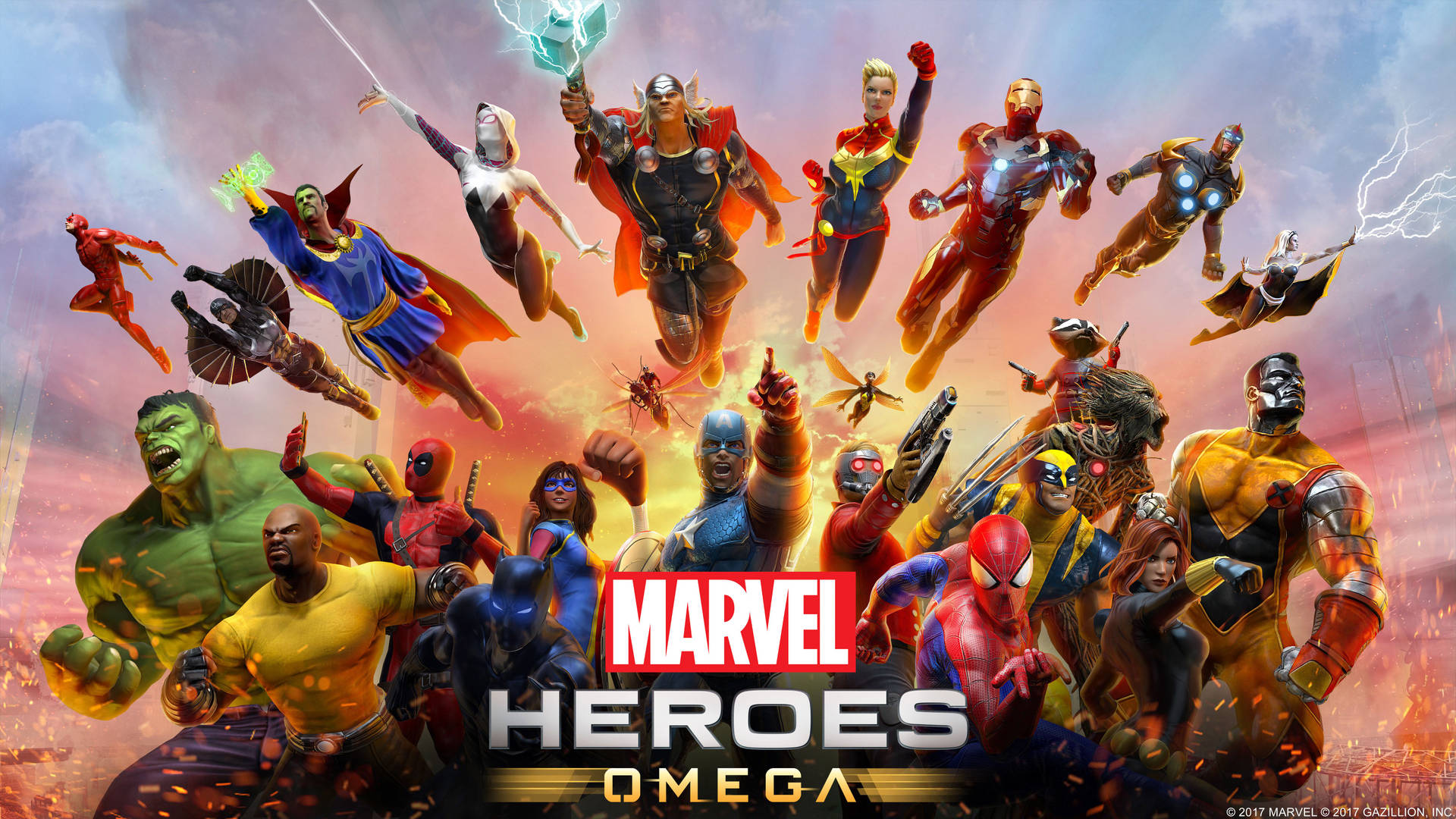 An All-Star Roster of Marvel Heroes Wallpaper