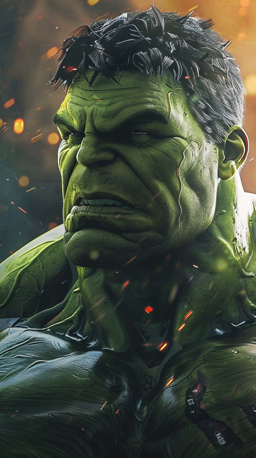 Marvel Hulk Intense Blik 3d Kunst Achtergrond