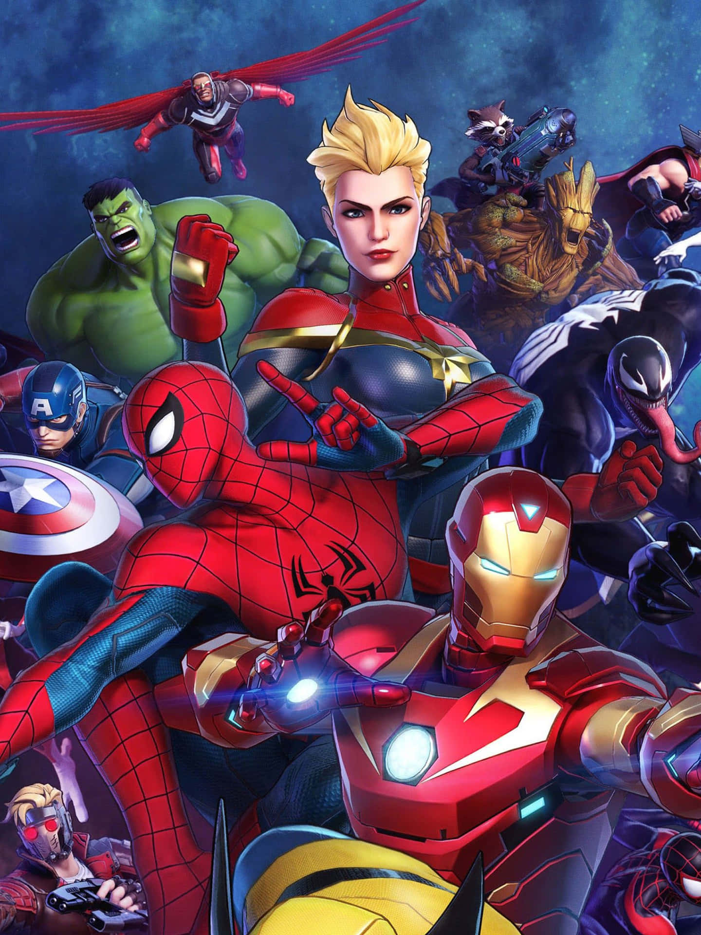Avengersmit Captain Marvel Auf Dem Ipad Wallpaper
